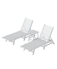 WestinTrends Pieces Poly Outdoor Patio Chaise Lounge Chair with Side Table Set