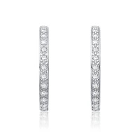Sterling Silver White Gold and 14K Gold Plated Cubic Zirconia Hoop Earrings
