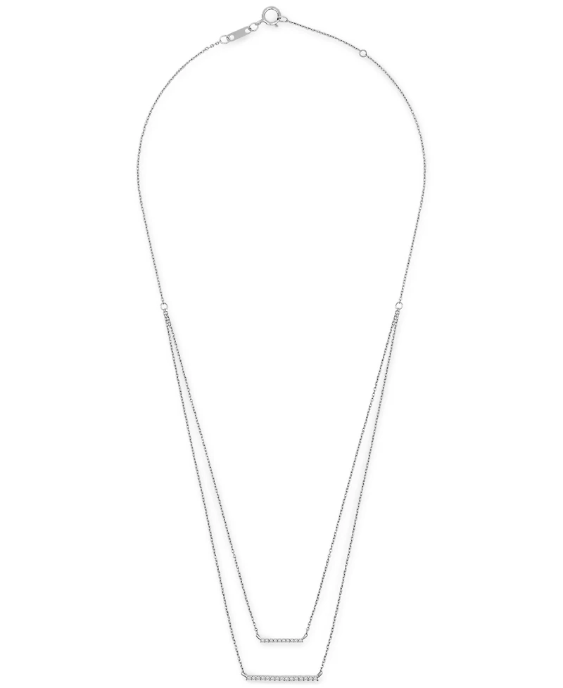Wrapped Diamond Double Bar Layered Necklace (1/6 ct. t.w.) 10k White or Yellow Gold, 17" + 1" extender, Created for Macy's