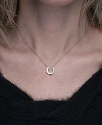 Wrapped Diamond Horseshoe Pendant Necklace (1/6 ct. t.w.) in 14k White or Yellow Gold, 17" + 2" extender, Created for Macy's