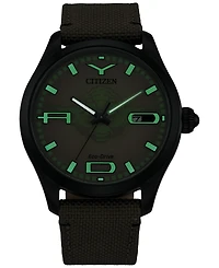 Citizen Eco-Drive Men's Star Wars Yoda Beige Nylon Strap Watch 42mm