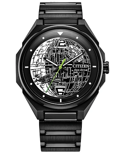 Citizen Eco-Drive Men's Star Wars Death Star 2 Black Ion Plated Stainless Steel Bracelet Watch 41mm