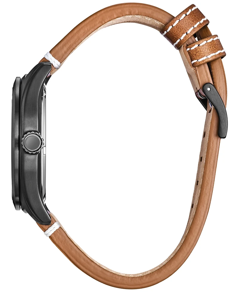 Citizen Eco-Drive Men's Disney Mickey Mouse Brown Leather Strap Watch 43mm
