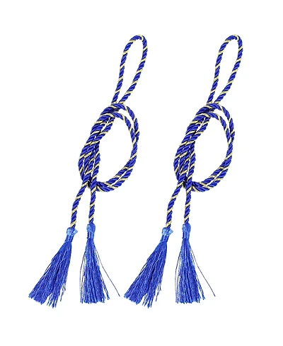 Sunnydaze Decor Indoor and Outdoor Rope Curtain Tiebacks - Blue - Set of 2