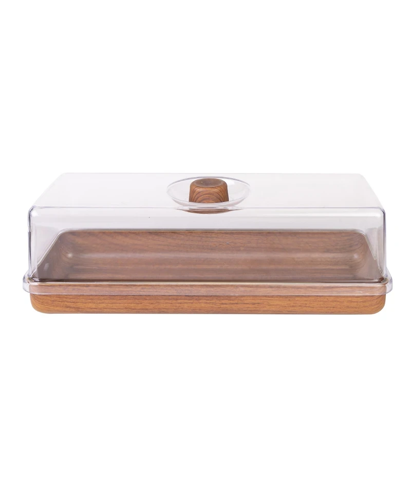 Luxe Party Mahogany Collection Bread and Cake Tray with Cover