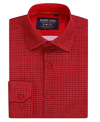 Azaro Uomo Men's Plaid Four-Way Stretch Button Down Slim Fit Shirt