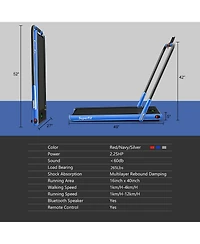 2.25HP 2-in-1 Folding Under Desk Treadmill Speaker Remote Control