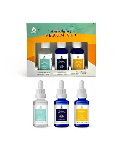 Pursonic Anti-aging Serum set including uniquely formulated Vitamin C Face Serum, Retinol Serum, and Hyaluronic Acid Serum (Each 30 ml)
