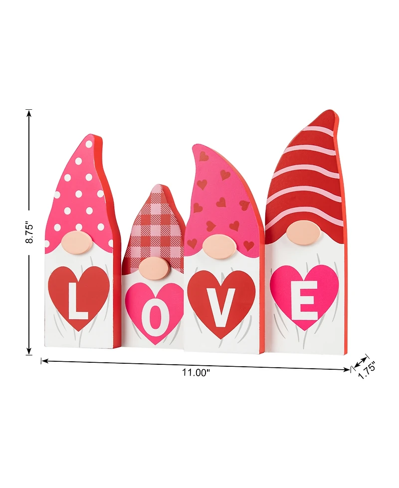 Glitzhome 11" L Valentine's Love Wooden Gnome Table Decor