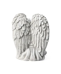Glitzhome 15''H Magnesium Oxide Sleeping Angel Garden Statue