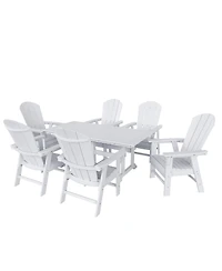 WestinTrends 7 Piece Outdoor Patio Dining Table and Adirondack Armchair Set