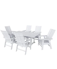 WestinTrends 7 Piece Outdoor Patio Dining Table and Modern Adirondack Armchair Set