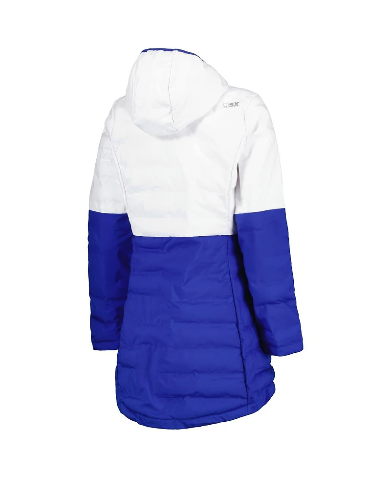 Women's Msx by Michael Strahan White, Royal Los Angeles Rams Willow Quilted Hoodie Full-Zip Jacket