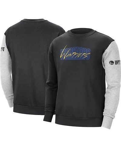 Men's Nike Black, Heather Gray Golden State Warriors Courtside Versus Force & Flight Pullover Sweatshirt