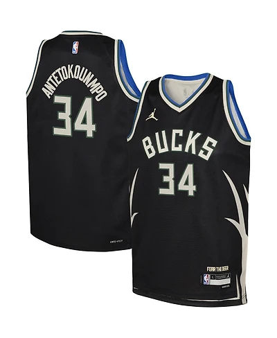 Big Boys Jordan Giannis Antetokounmpo Black Milwaukee Bucks Swingman Jersey - Statement Edition