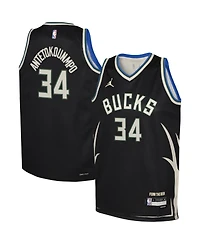 Big Boys Jordan Giannis Antetokounmpo Black Milwaukee Bucks Swingman Jersey - Statement Edition