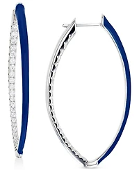 Cubic Zirconia & Enamel Out Oval Hoop Earrings