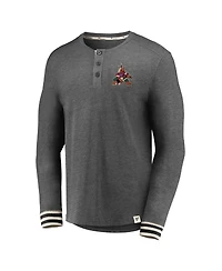 Men's Fanatics Heathered Charcoal Arizona Coyotes True Classics Henley Long Sleeve T-shirt