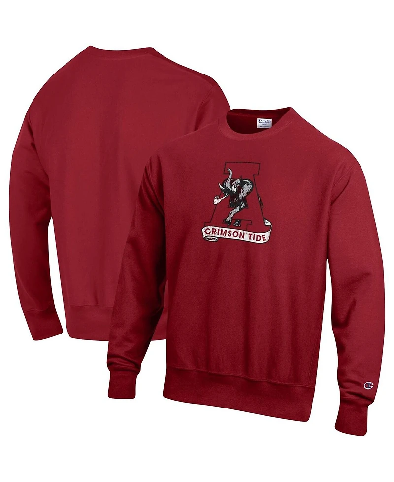 Men's Champion Crimson Alabama Crimson Tide Vault Logo Reverse Weave Pullover Sweatshirt