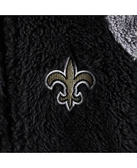 Newborn and Infant Boys Girls Black, Gray New Orleans Saints Game Nap Teddy Fleece Bunting Full-Zip Sleeper