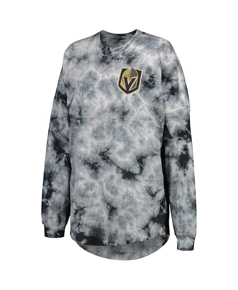 Women's Fanatics Black Vegas Golden Knights Crystal-Dye Long Sleeve T-shirt