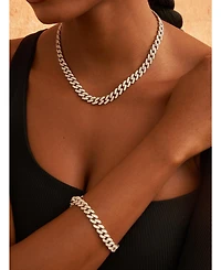 Oma The Label Frosty Link Collection 9mm Necklace in White Gold- Plated Brass, 16"