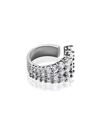 Oma The Label Amo Tripple Row Ear Cuff in White Gold- Plated Brass