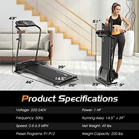 1HP Electric Treadmill Folding Motorized Power