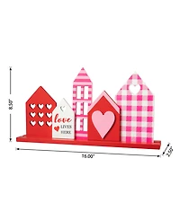 Glitzhome 16" L Valentine's House Wooden Table Decor