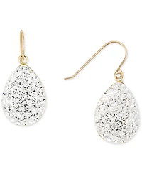 Crystal Pave Teardrop Cluster Drop Earrings in 10k Gold