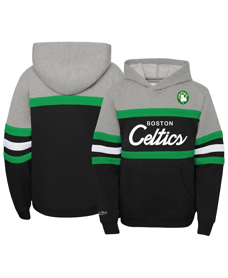 Big Boys Mitchell & Ness Heather Gray, Black Boston Celtics Hardwood Classics Head Coach Pullover Hoodie