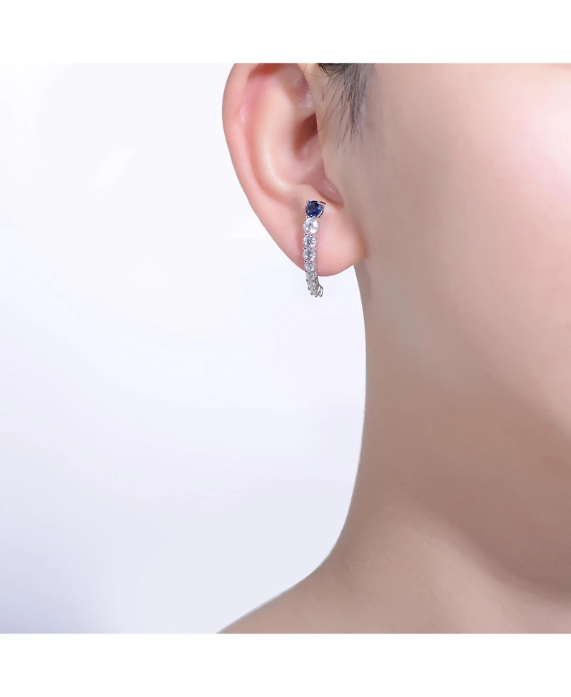 Sterling Silver Cubic ZIrconia Curved Journey Earrings