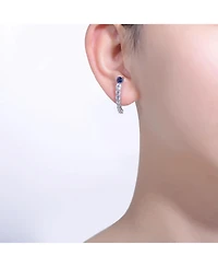 Sterling Silver Cubic ZIrconia Curved Journey Earrings