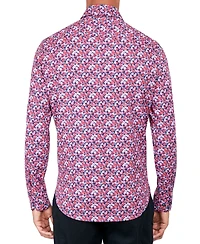 Society of Threads Men's Regular-Fit Non-Iron Performance Stretch Rose-Print Button-Down Shirt
