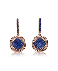 18K Rose Gold and Black Plated Sterling Silver Cubic Zirconia Dangling Earrings