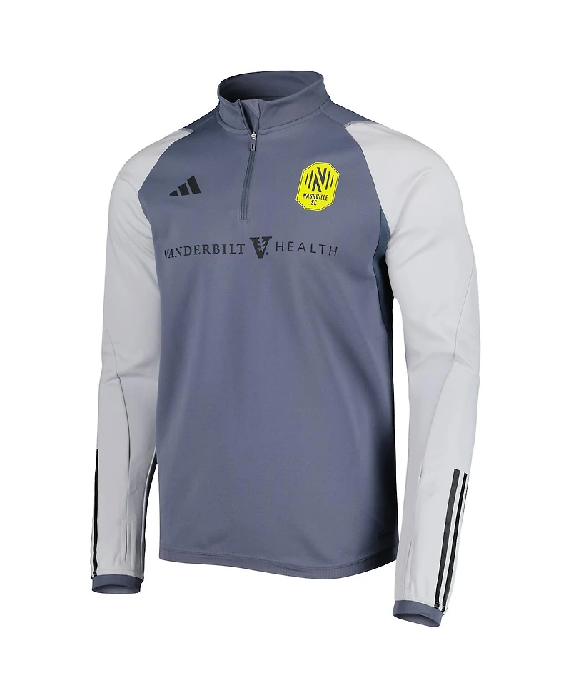 Men's adidas Gray Nashville Sc 2023 On-Field Aeroready Quarter-Zip Training Top