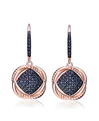 18K Rose Gold and Black Plated Sterling Silver Cubic Zirconia Dangling Earrings