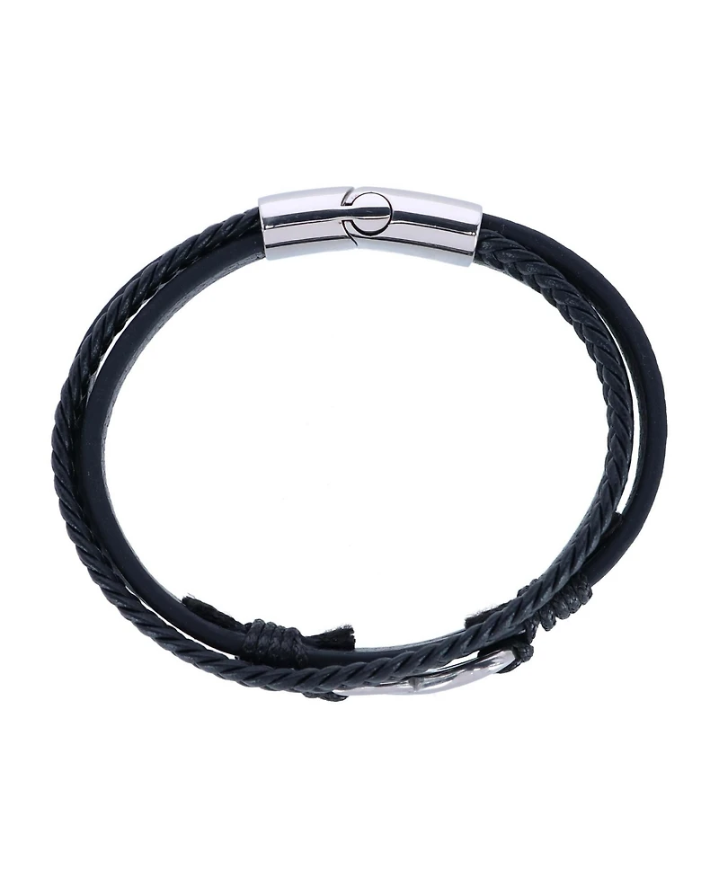Trafalgar Infinity Triple Band Secure Clasp Leather Bracelet