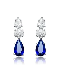 Radiant White Gold Plated Drop Earrings in Sterling Silver with Pear Shape and Oval Cubic Zirconia