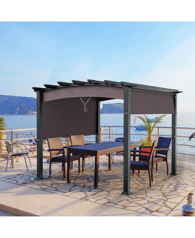 Costway 10 x 10ft Patio Pergola Gazebo Sun Shade Shelter W/Retractable Canopy