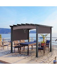 Costway 10 x 10ft Patio Pergola Gazebo Sun Shade Shelter W/Retractable Canopy