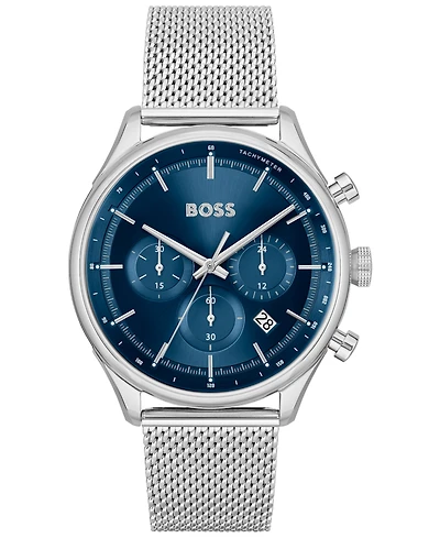 Hugo Boss Men's Gregor Quartz Chronograph Silver-Tone Stainless Steel Watch 45mm
