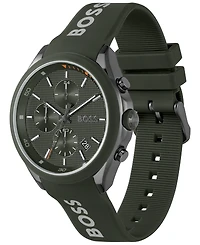 Hugo Boss Men's Velocity Quartz Fashion Chronograph Green Silicone Strap Watch 44mm