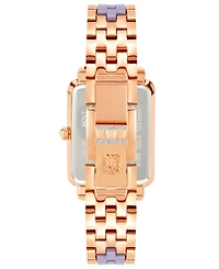 Anne Klein Women's Three Hand Quartz Rose Gold-tone Alloy and Lavender Ceramic Link Bracelet Watch, 32mm