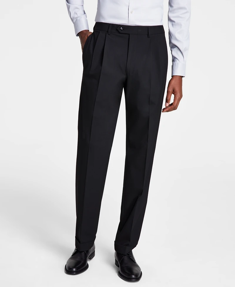 Michael Kors Men's Pleated Solid Classic Fit Pants