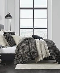 Karl Lagerfeld Paris Ruched 3 Piece Duvet Cover Set, Full/Queen