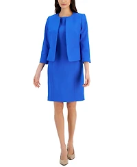 Le Suit Women's Collarless Jacket & Sheath Dress Suit, Regular Petite
