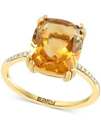 Effy Green Quartz (4 1/3 ct. t.w.) & Diamond Accent Ring 14k Yellow Gold (Also available Smoky Quartz, Citrine and Pink Amethyst)