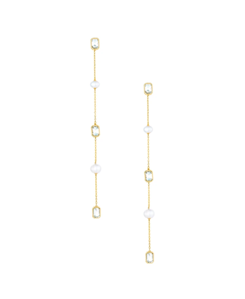 Ettika Freshwater Pearl and Glass Linear Drop Earrings