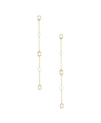 Ettika Freshwater Pearl and Glass Linear Drop Earrings